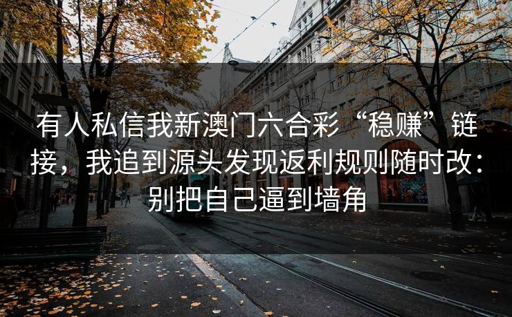 有人私信我新澳门六合彩“稳赚”链接，我追到源头发现返利规则随时改：别把自己逼到墙角