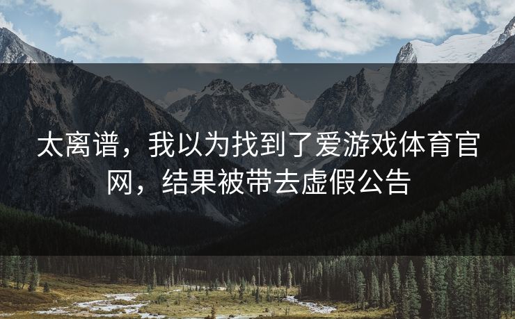 太离谱，我以为找到了爱游戏体育官网，结果被带去虚假公告